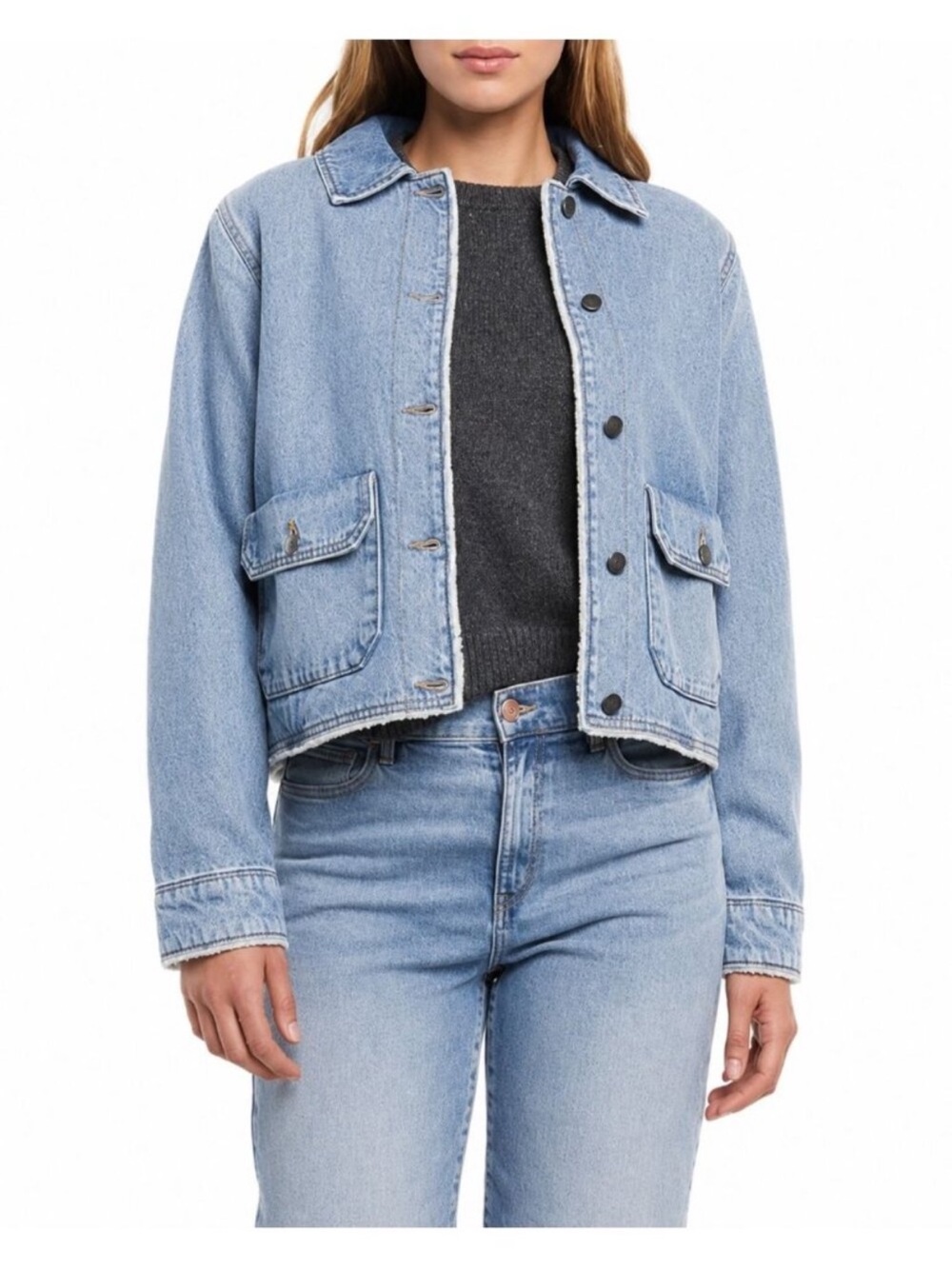 NWT Woolrich Light Blue Sherpa Lined Denim Jacket
